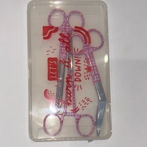 Pink and Red Nursing Scissors Set with carrying case NIB